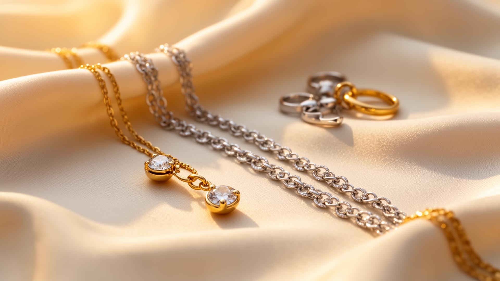 Eleganter Schmuck auf Seide